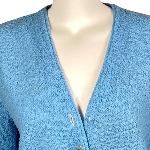 Vintage Penneys Button Up Cardigan Sweater Blue Long Sleeve Womens Size 40 - Picture 2 of 6